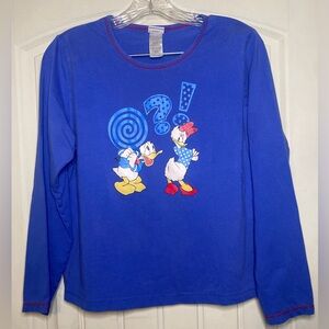 Disney Vintage Blue Long Sleeve Tee with Donald and Daisy Duck